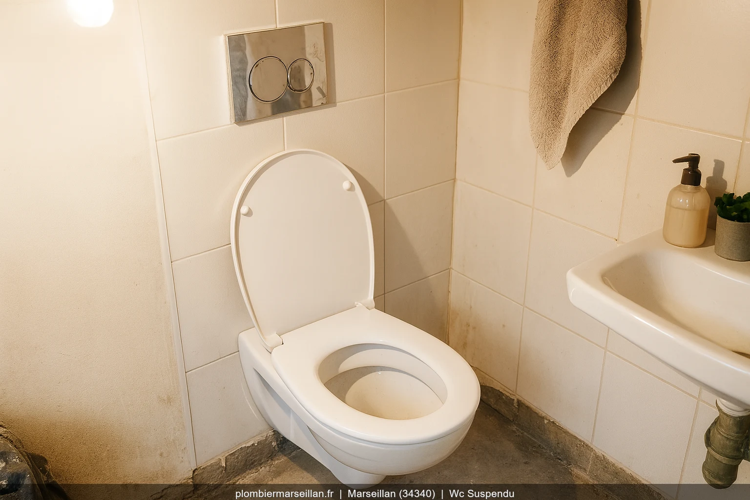 Pose WC suspendu Geberit Duofix par plombier a Marseillan (34340)